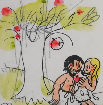 Jean EFFEL : Teinturier, Les fruits, Aquarelle originale 2