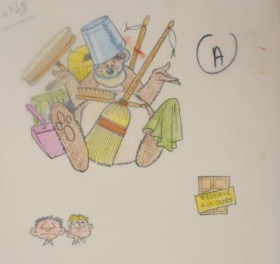 Roger BUSSEMEY : Nestor fait le ménage, Dessin original 2