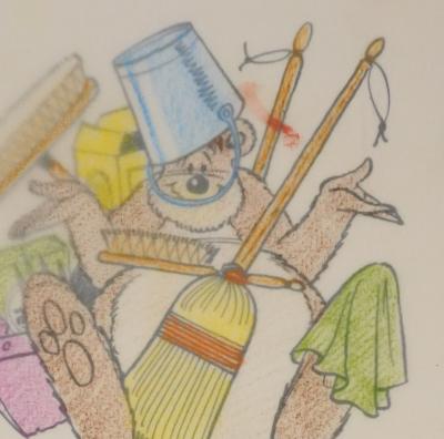 Roger BUSSEMEY : Nestor fait le ménage, Dessin original 2
