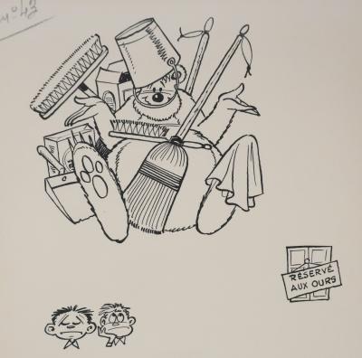 Roger BUSSEMEY : Nestor fait le ménage, Dessin original 2