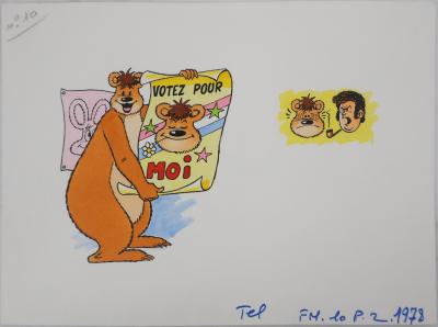 Roger BUSSEMEY : Votez pour Nestor, Aquarelle originale 2