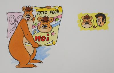 Roger BUSSEMEY : Votez pour Nestor, Aquarelle originale 2