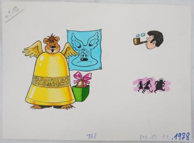 Roger BUSSEMEY : Nestor dans une cloche, Aquarelle originale 2