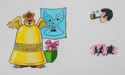 Roger BUSSEMEY : Nestor dans une cloche, Aquarelle originale 2