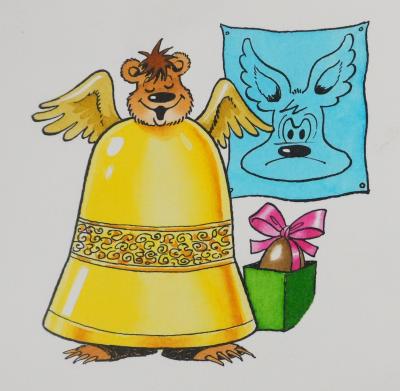 Roger BUSSEMEY : Nestor dans une cloche, Aquarelle originale 2