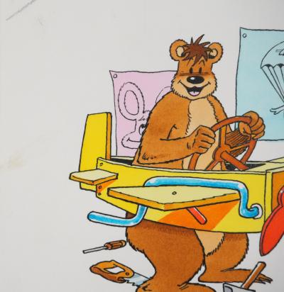 Roger BUSSEMEY: Nestor in the wooden airplane, Original watercolor 2