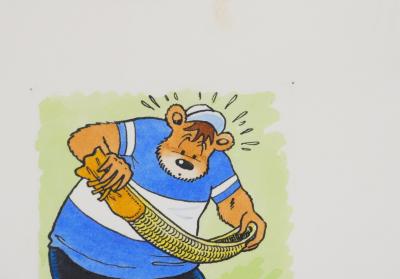 Roger BUSSEMEY : Nestor et la pelote de laine, Aquarelle originale 2
