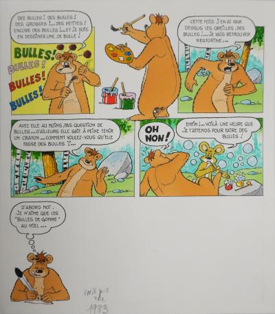 Roger BUSSEMEY : Nestor et Nestorine dessinent des bulles, Aquarelle originale 2
