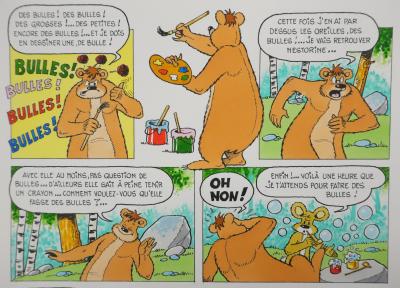Roger BUSSEMEY : Nestor et Nestorine dessinent des bulles, Aquarelle originale 2