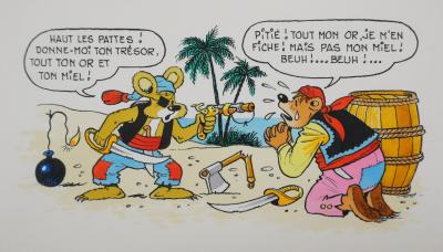 Roger BUSSEMEY : Nestor et Nestorine jouent aux pirates, Aquarelle originale 2
