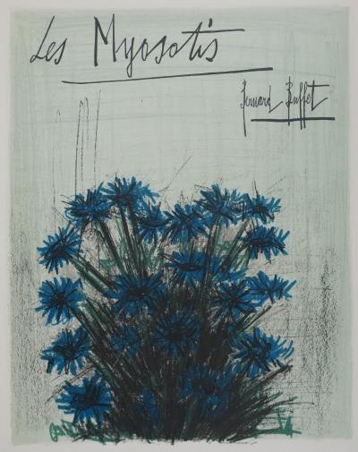 Bernard BUFFET : Les myosotis, Lithographie originale signée 2