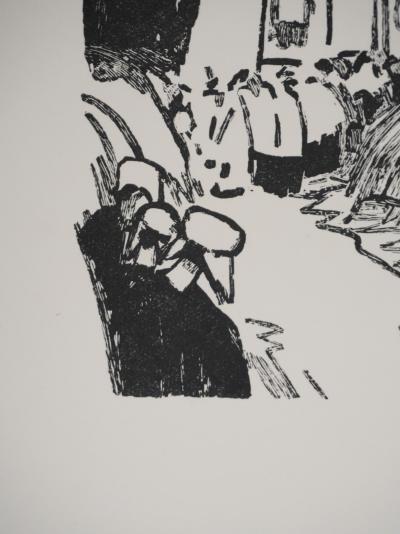 Mathurin MEHEUT : Bretagne, La procession (Noir), Gravure originale signée 2