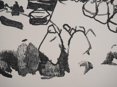 Mathurin MEHEUT : Bretagne, L'arrivée de la Croix (Noir), Gravure originale signée 2