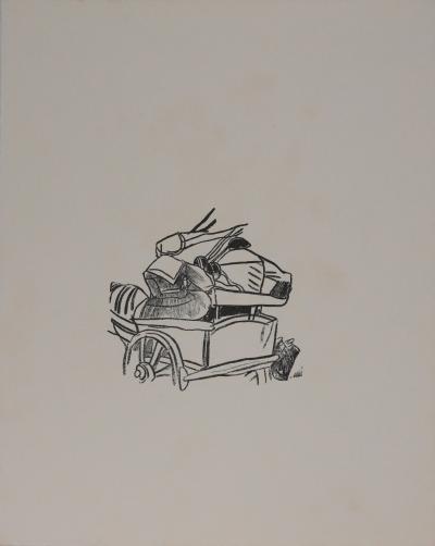 Mathurin MEHEUT : Bretagne, La famille bretonne (Noir), Gravure originale signée 2