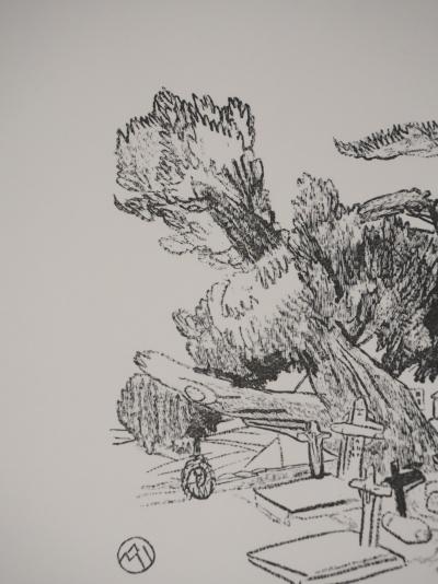 Mathurin MEHEUT : Bretagne, Les tombeaux sous les pins (Noir), Gravure originale signée 2