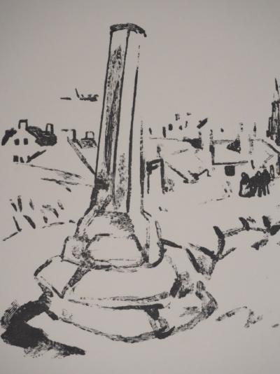 Mathurin MEHEUT : Bretagne, L'entrée du village (Noir), Gravure originale signée 2