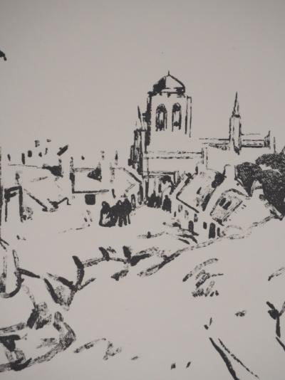 Mathurin MEHEUT : Bretagne, L'entrée du village (Noir), Gravure originale signée 2