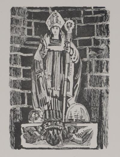 Mathurin MEHEUT : Bretagne, Bretagne, Saint Ronan (Noir), Gravure originale signée 2