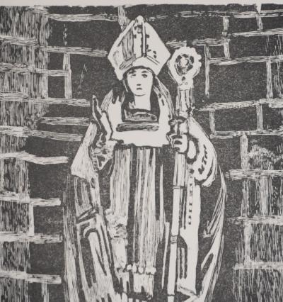 Mathurin MEHEUT : Bretagne, Bretagne, Saint Ronan (Noir), Gravure originale signée 2