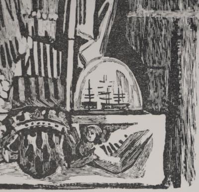 Mathurin MEHEUT : Bretagne, Bretagne, Saint Ronan (Noir), Gravure originale signée 2