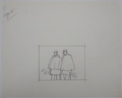 Jean-Emile LABOUREUR : Agents, Dessin original 2