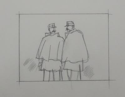 Jean-Emile LABOUREUR : Agents, Dessin original 2
