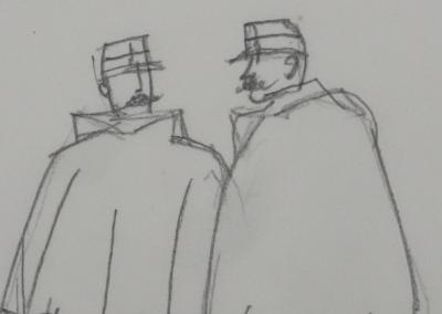 Jean-Emile LABOUREUR : Agents, Dessin original 2