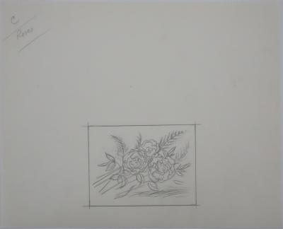 Jean-Emile LABOUREUR: Roses, Original Drawing 2