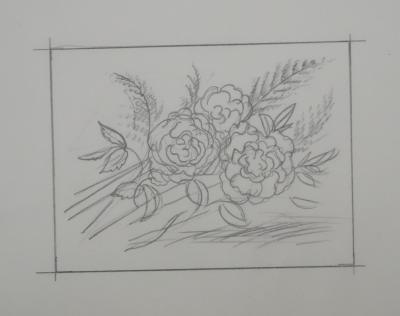 Jean-Emile LABOUREUR: Roses, Original Drawing 2
