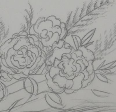 Jean-Emile LABOUREUR: Roses, Original Drawing 2