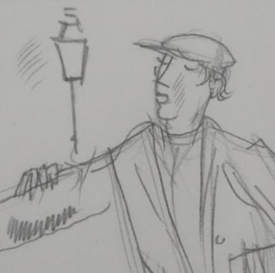 Jean-Emile LABOUREUR : Crieur, Dessin original 2