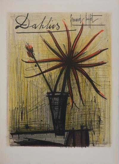 Bernard BUFFET : Les dahlias, Lithographie originale signée 2