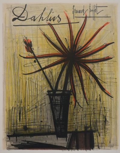 Bernard BUFFET : Les dahlias, Lithographie originale signée 2