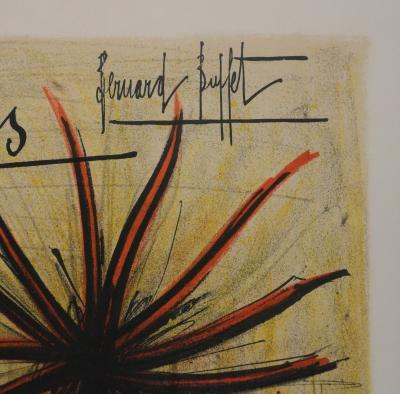 Bernard BUFFET : Les dahlias, Lithographie originale signée 2