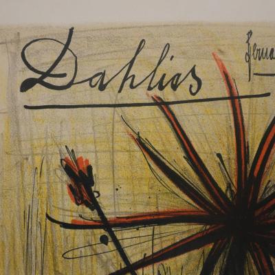 Bernard BUFFET : Les dahlias, Lithographie originale signée 2