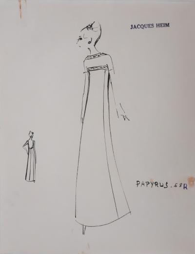 Jacques HEIM : Robe Papyrus, Dessin original signé 2
