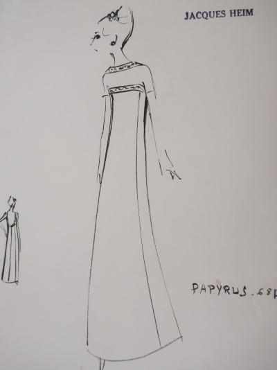 Jacques HEIM : Robe Papyrus, Dessin original signé 2