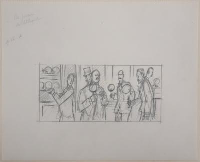Jean-Emile LABOUREUR: The Cup-and-Ball Players, Original Drawing 2