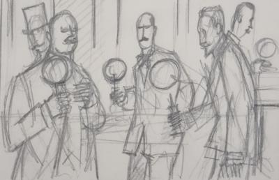 Jean-Emile LABOUREUR: The Cup-and-Ball Players, Original Drawing 2