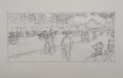 Jean-Emile LABOUREUR : Avenue du bois, Dessin original 2