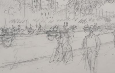 Jean-Emile LABOUREUR : Avenue du bois, Dessin original 2