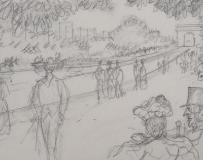 Jean-Emile LABOUREUR : Avenue du bois, Dessin original 2