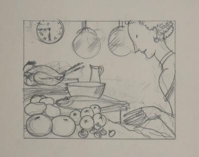 Jean-Emile LABOUREUR: The Preparation, Original Drawing 2