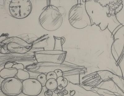 Jean-Emile LABOUREUR: The Preparation, Original Drawing 2