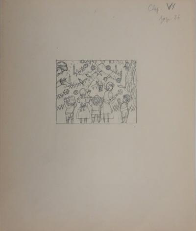 Jean-Emile LABOUREUR : Les fêtes, Dessin original 2