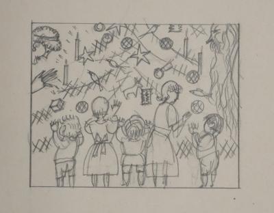 Jean-Emile LABOUREUR : Les fêtes, Dessin original 2
