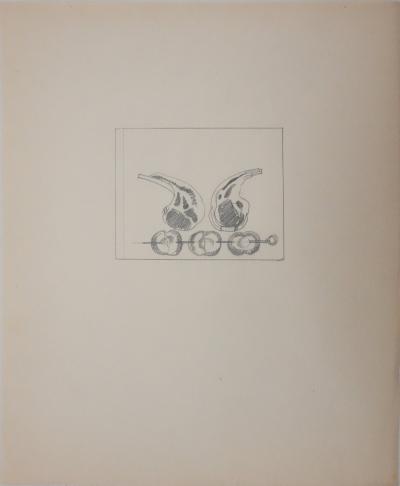 Jean-Emile LABOUREUR : Les viandes, Dessin original 2