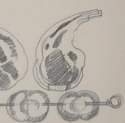 Jean-Emile LABOUREUR : Les viandes, Dessin original 2