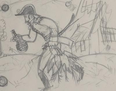 Jean-Emile LABOUREUR : Pris de boisson, Dessin original 2