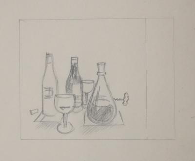 Jean-Emile LABOUREUR : Les boissons, Dessin original 2